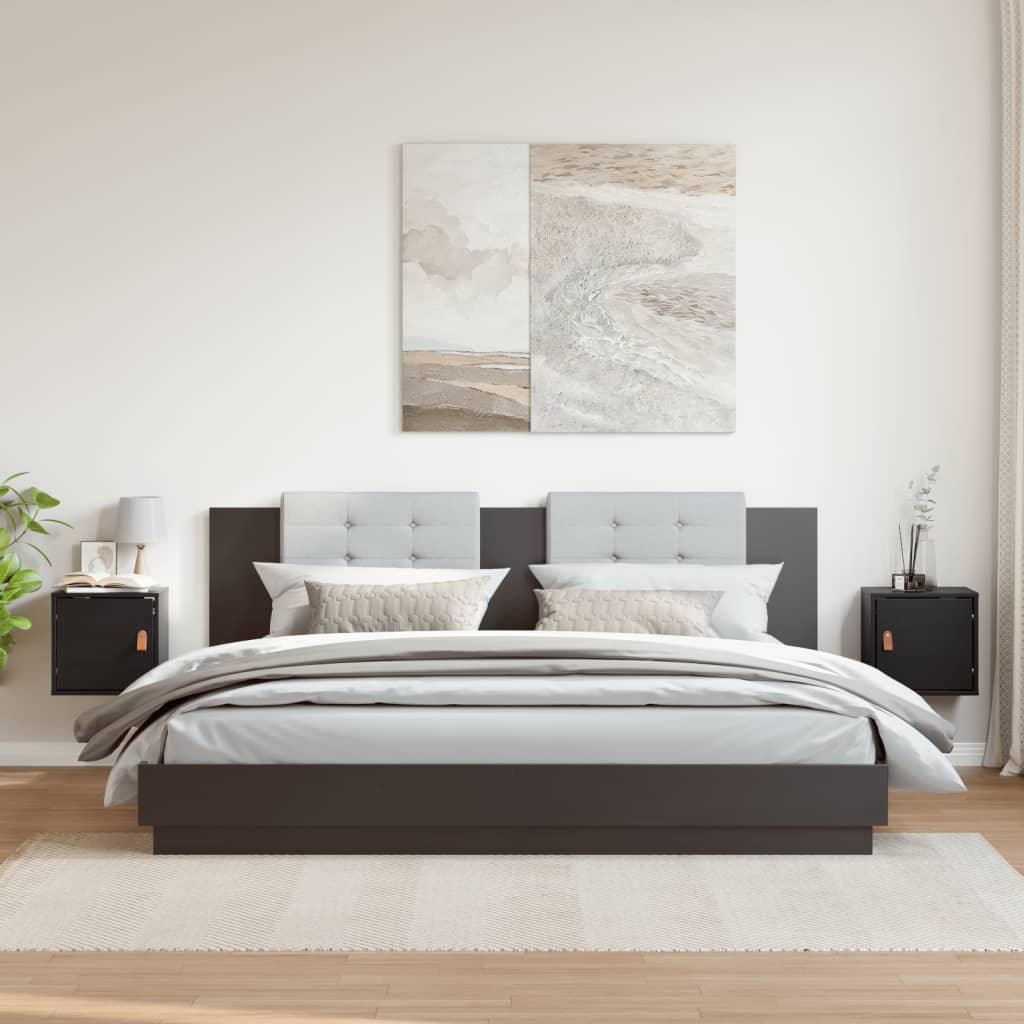 Seinäkaapit 2 kpl musta 31,5x30x30 cm täysi mänty