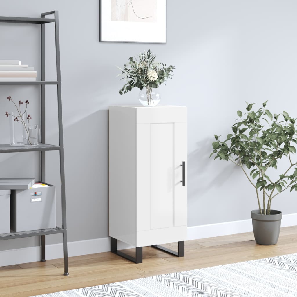 Senkki korkeakiilto valkoinen 34,5x34x90 cm tekninen puu