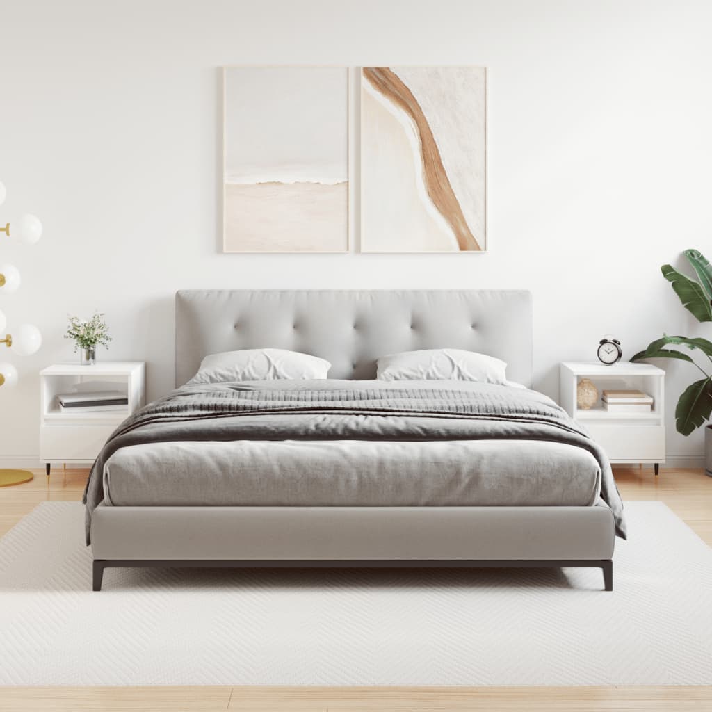 Yöpöydät 2 kpl korkeakiilto valkoinen 40x35x50 cm tekninen puu