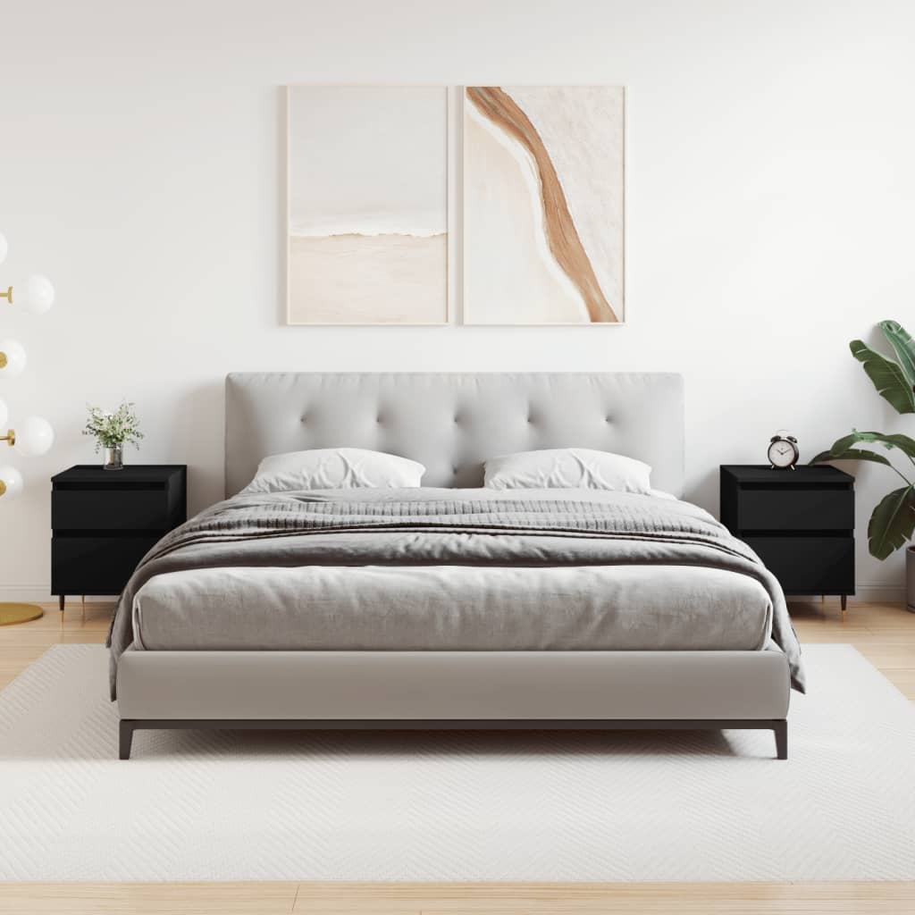 Yöpöydät 2 kpl musta 40x35x50 cm tekninen puu