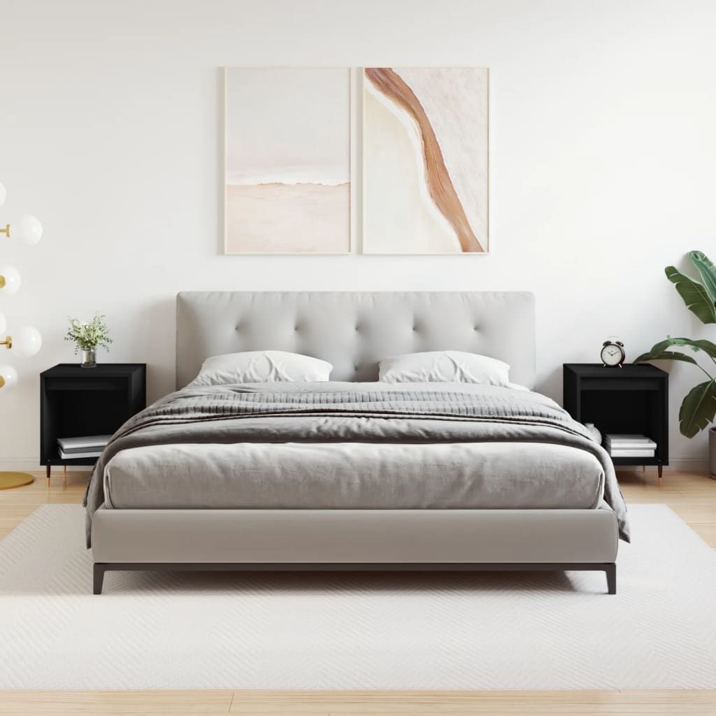 Yöpöydät 2 kpl musta 40x35x50 cm tekninen puu