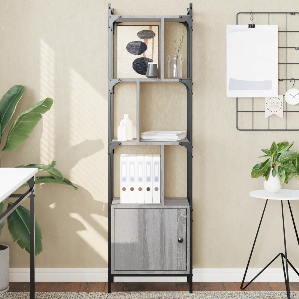 Kirjahylly ovella harmaa Sonoma 44,5x30x154,5 cm tekninen puu