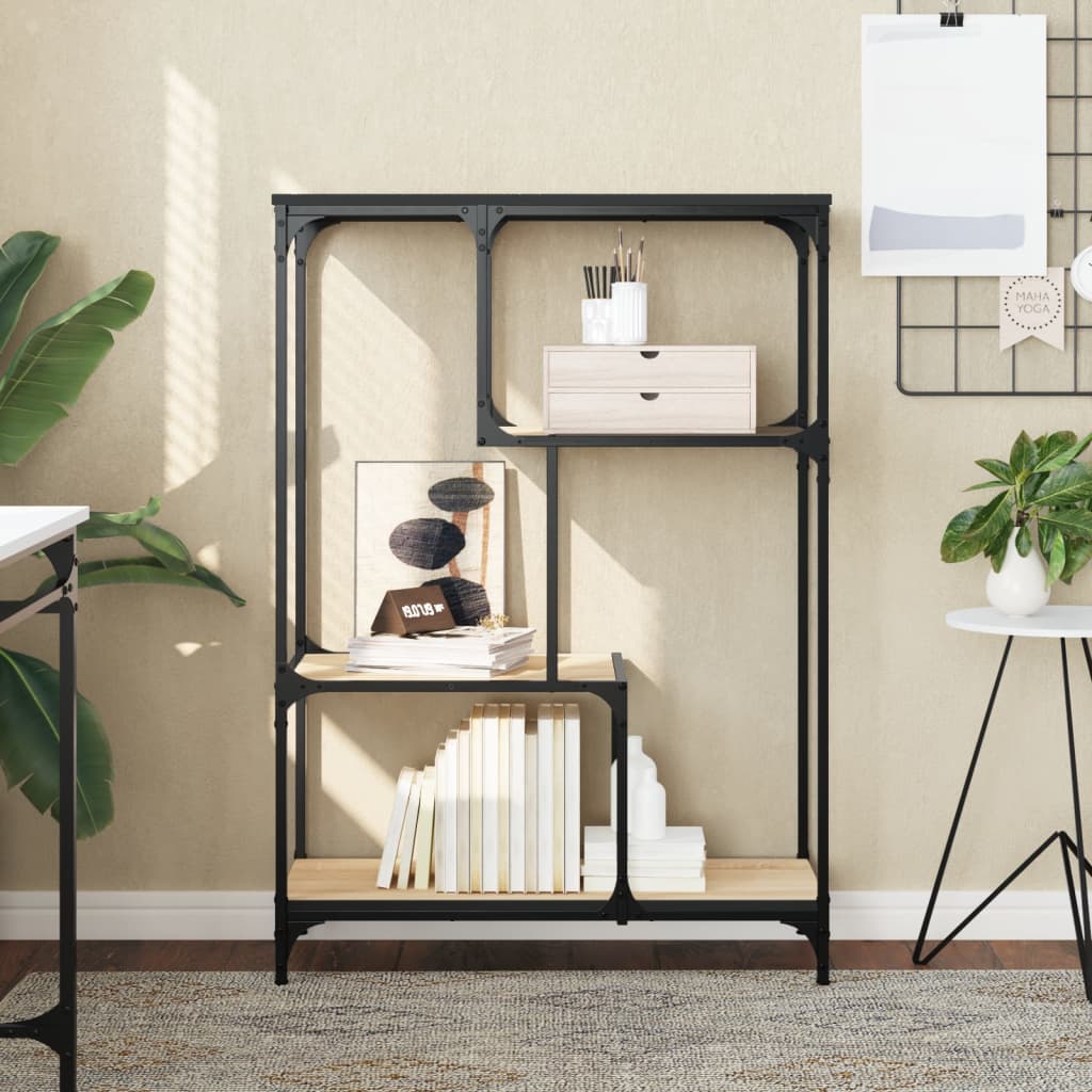 Kirjahylly Sonoma-tammi 81x36x115 cm tekninen puu ja teräs