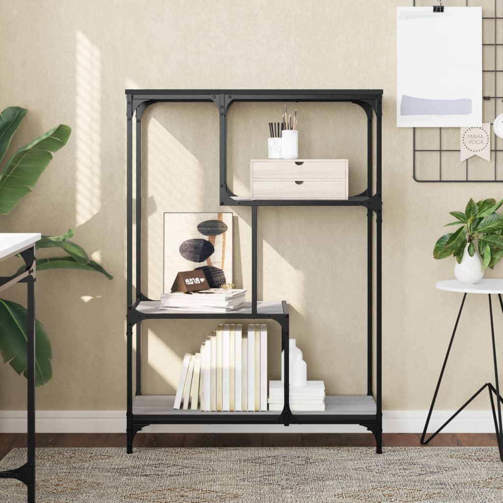 Kirjahylly harmaa Sonoma 81x36x115 cm tekninen puu ja teräs