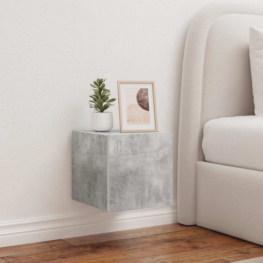 TV-seinäkaappi LED-valoilla betoninharmaa 30,5x35x30 cm