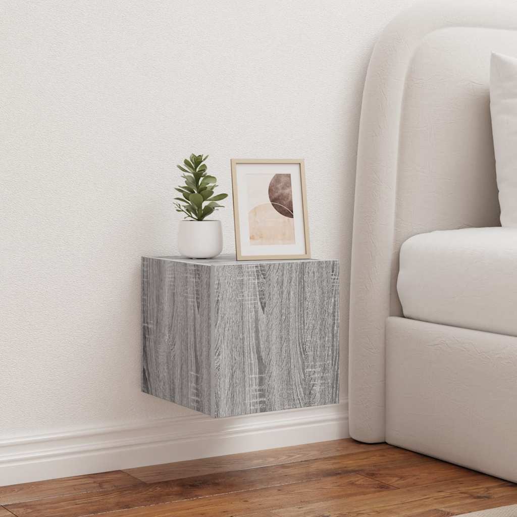 TV-seinäkaappi LED-valoilla harmaa Sonoma 30,5x35x30 cm