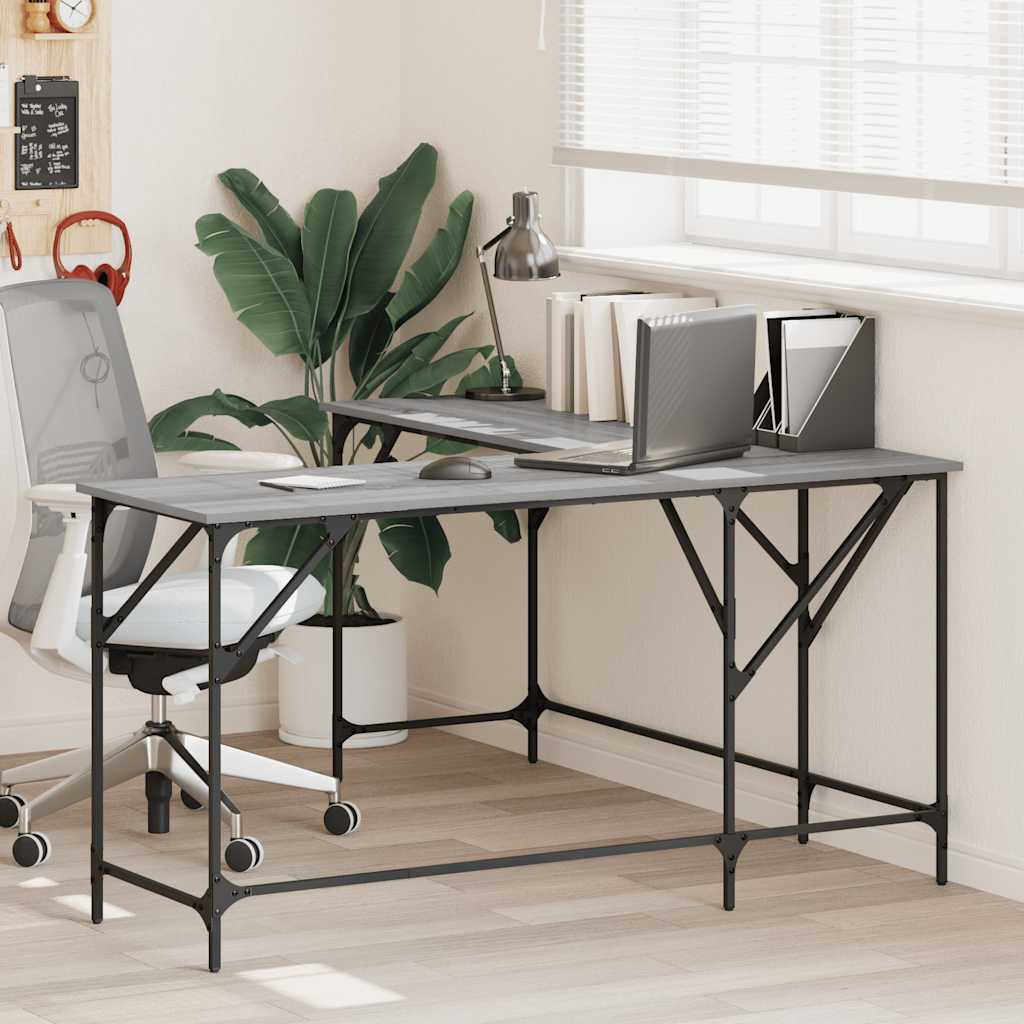 Työpöytä harmaa Sonoma 149x149x75 cm tekninen puu