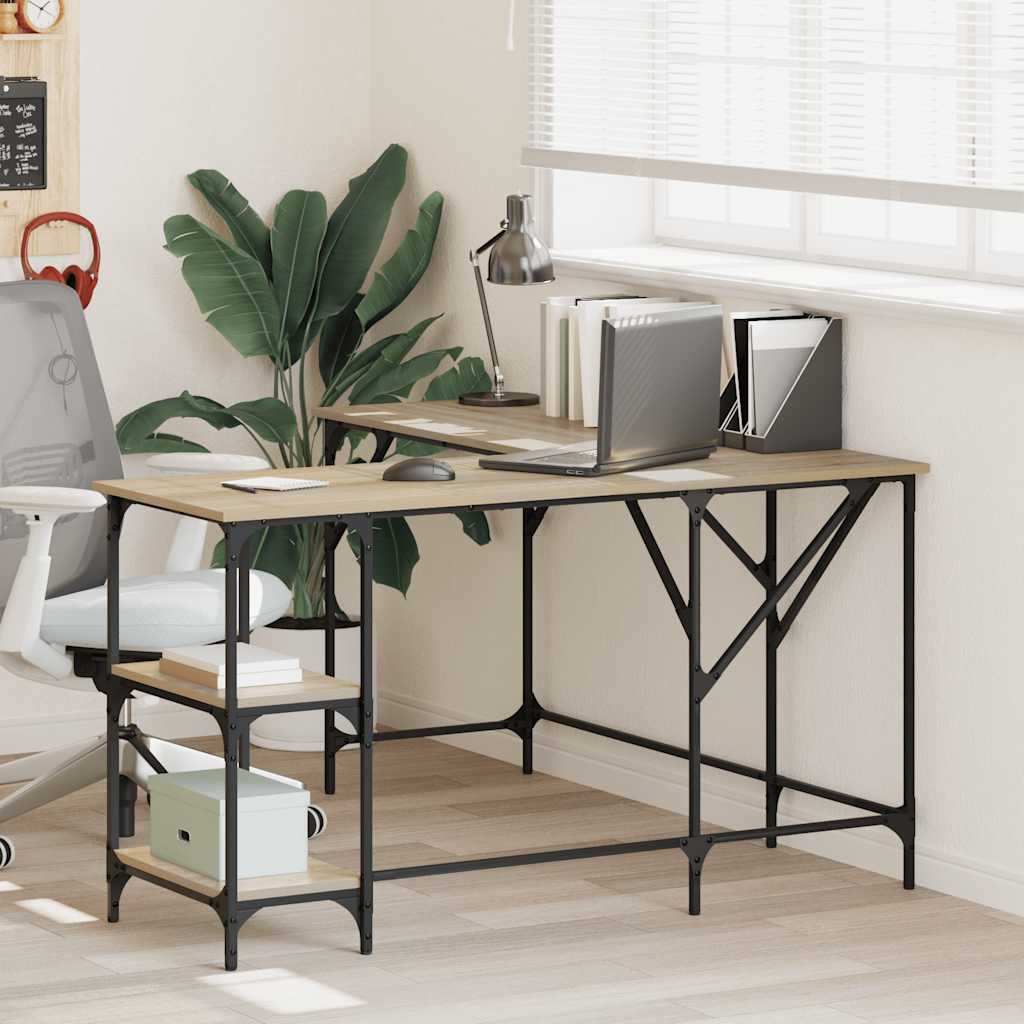 Työpöytä Sonoma-tammi 139x139x75 cm tekninen puu