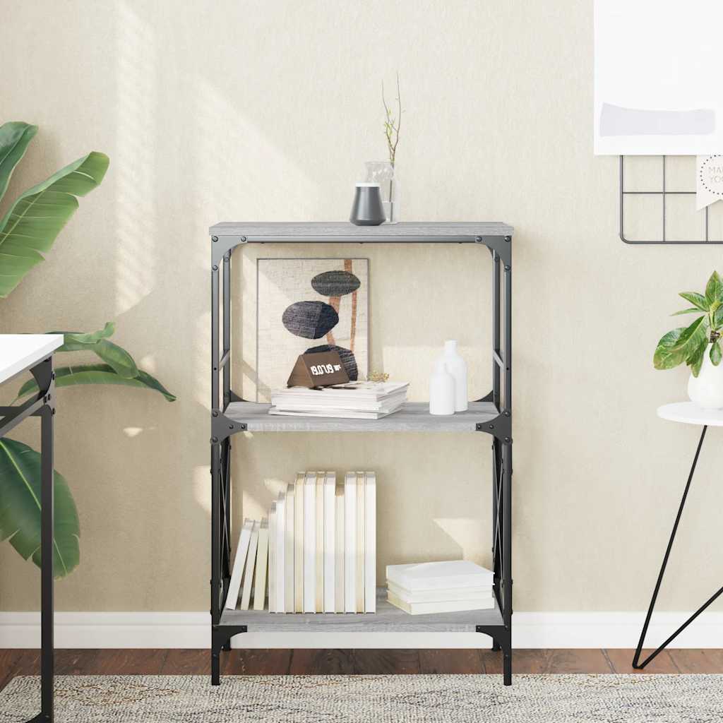 Kirjahylly 3 kerrosta harmaa Sonoma 59x35x90,5 cm tekninen puu