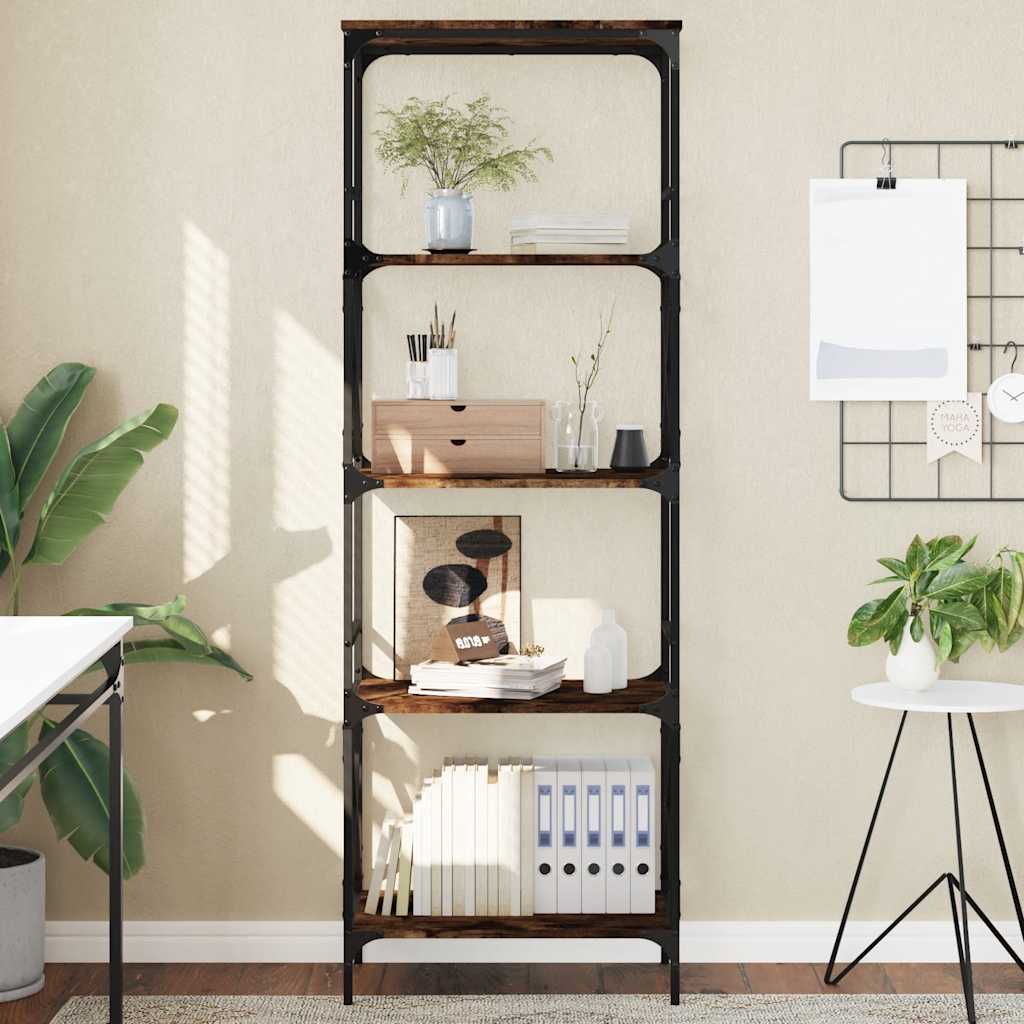 Kirjahylly 5 kerrosta savutammi 59x35x171 cm tekninen puu