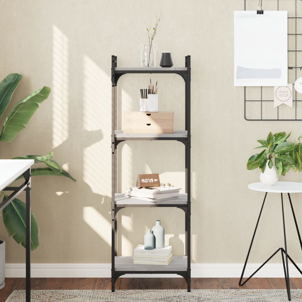 Kirjahylly 4 kerrosta harmaa Sonoma 40x30x120 cm tekninen puu