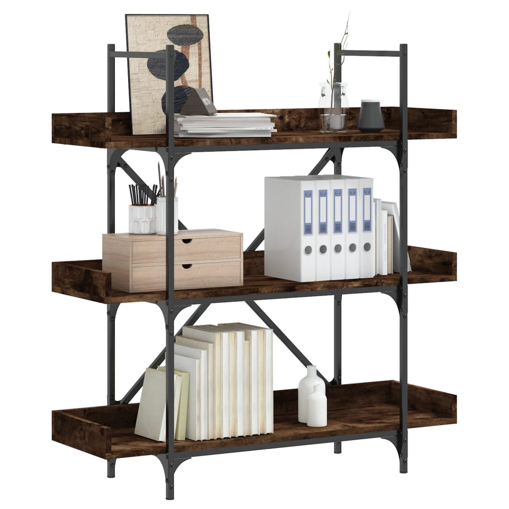 Kirjahylly 3 tasoa savutammi 100x33x108,5 cm tekninen puu