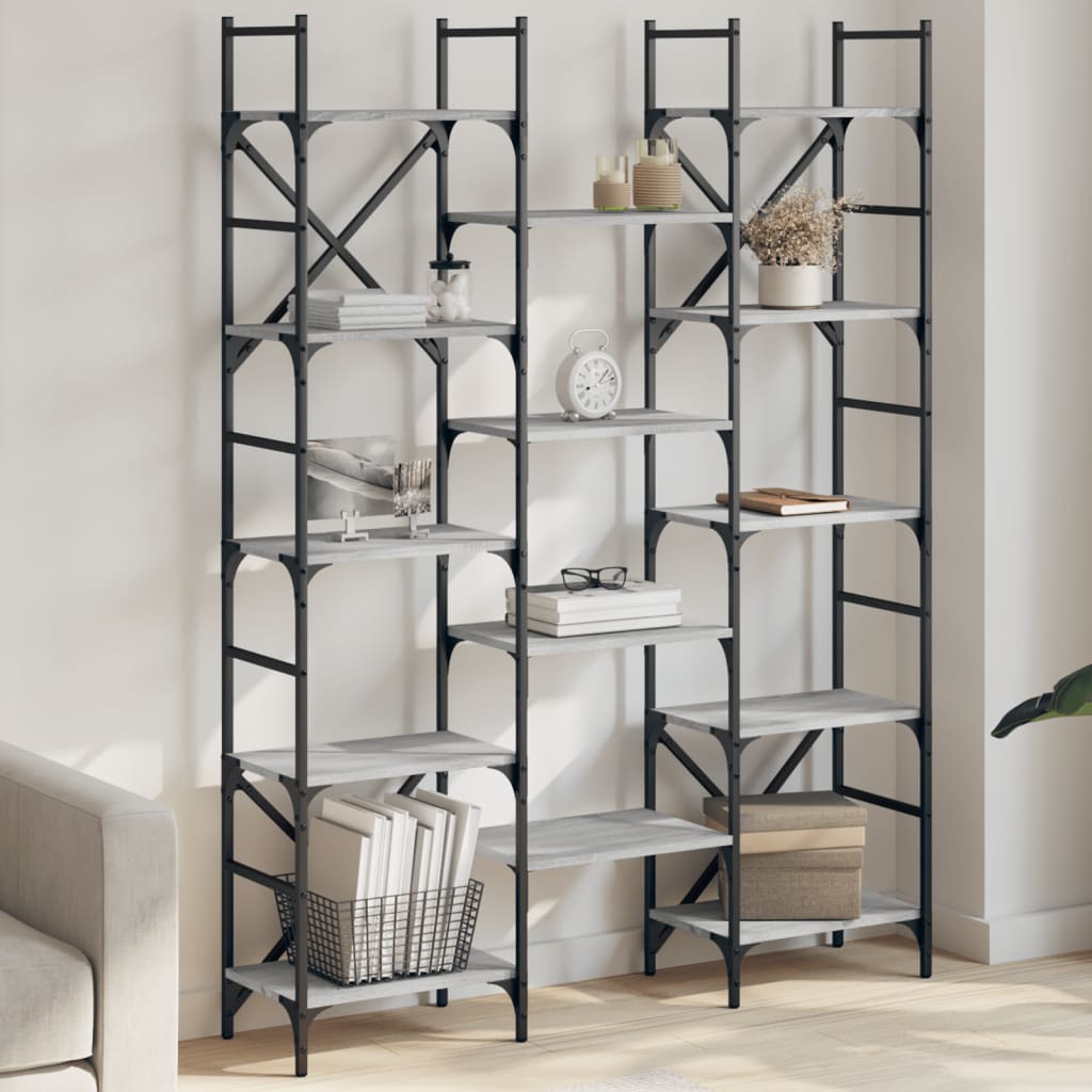 Kirjahylly harmaa Sonoma 127,5x28,5x172,5 cm tekninen puu