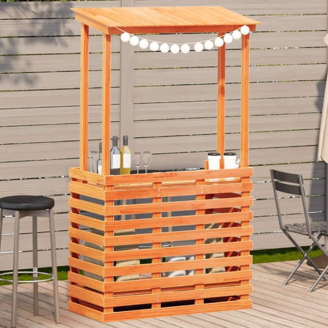 Ulkobaaripöytä katolla ruskea 112,5x57x195,5 cm täysi mänty