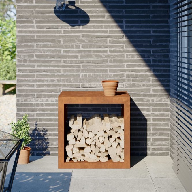 Polttopuuteline 60x40x60 cm Säänkestävä teräs