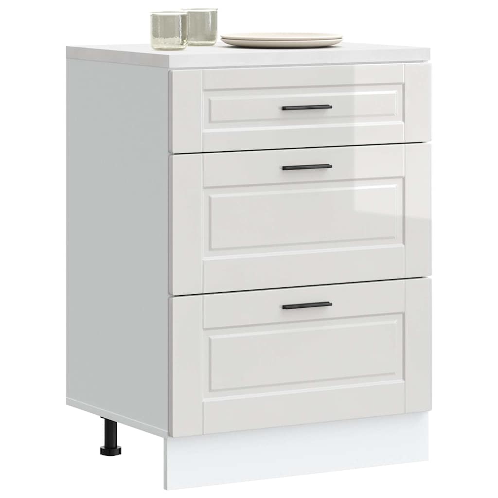 Keittiön pohjakaappi Porto korkeakiiltoinen valkoinen