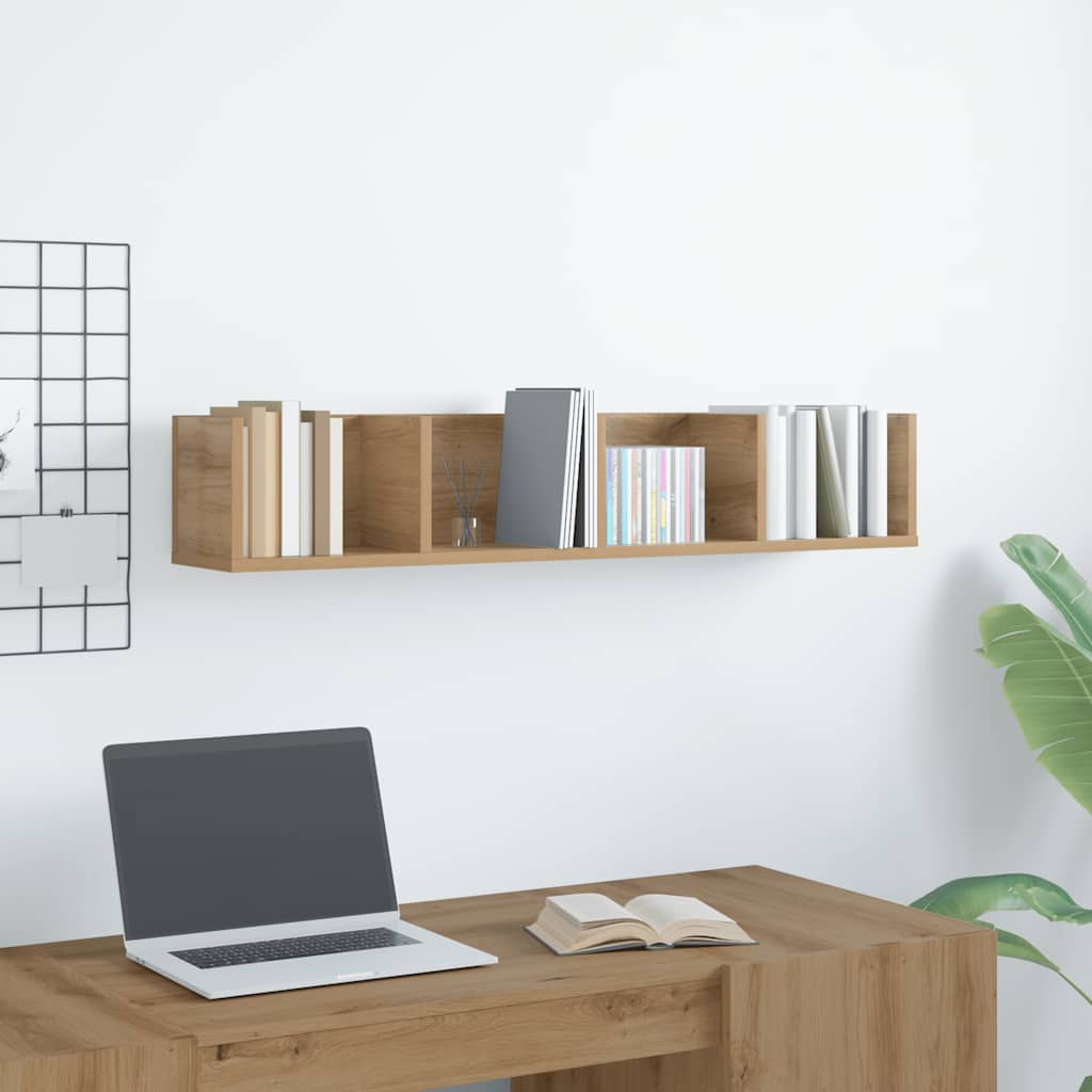 CD-hylly käsityöläinen tammi 100x18x18 cm tekninen puu