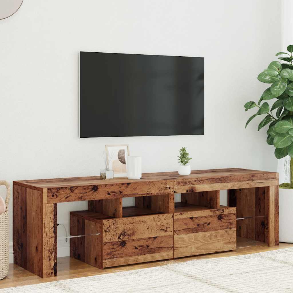 TV-kaappi LED-valoilla vanha puu 140x36,5x40 cm teknillinen puu
