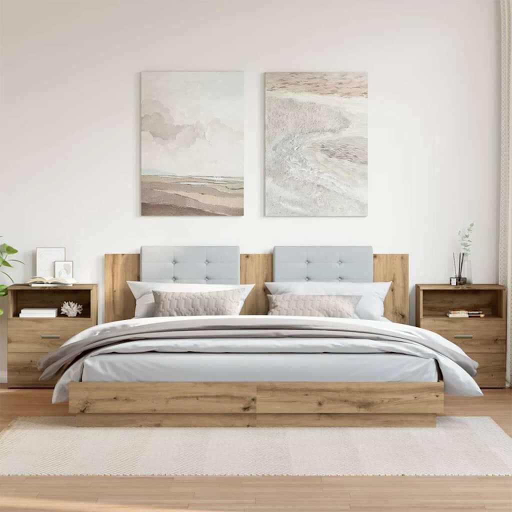 Yöpöydät 2 kpl artesaani tammi 50x32x60 cm tekninen puu