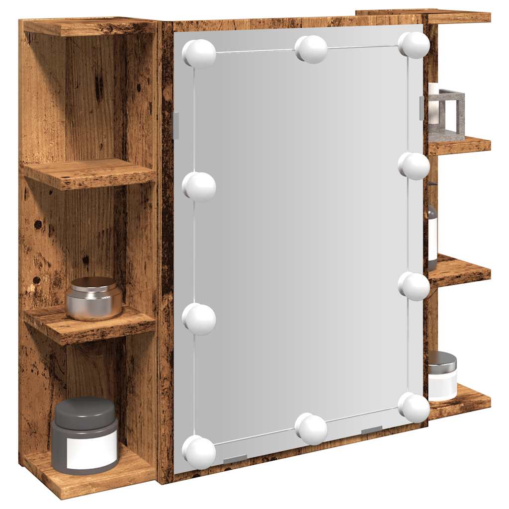 Peilikaappi LED-valoilla vanhaa puuta 70x16,5x60 cm