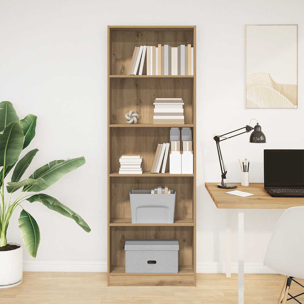 Kirjahylly artesaani tammi 60x24x176 cm tekninen puu