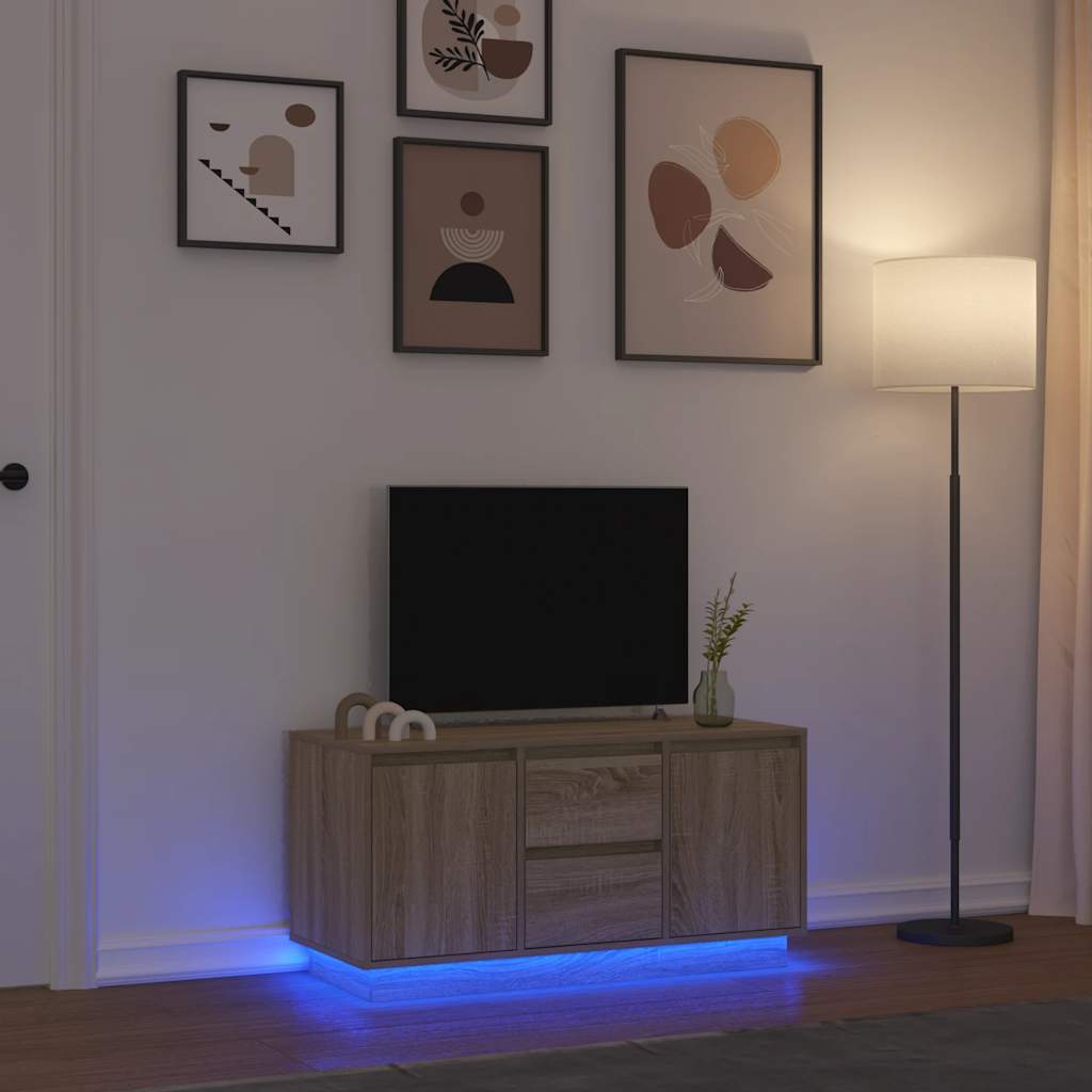 TV-taso LED-valoilla Sonoma-tammi 100x41x50 cm
