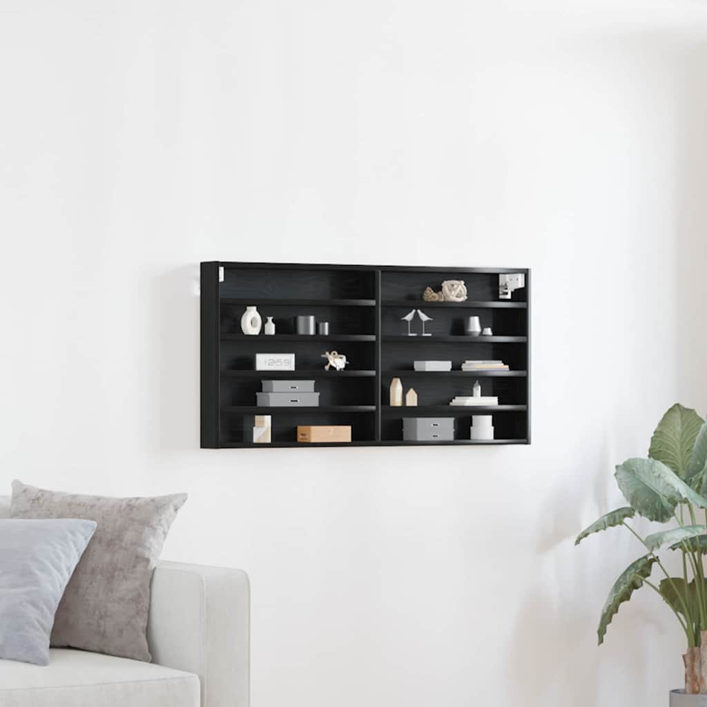 vidaXL Seinäkaappi Musta Tammi Keinokuitupuu