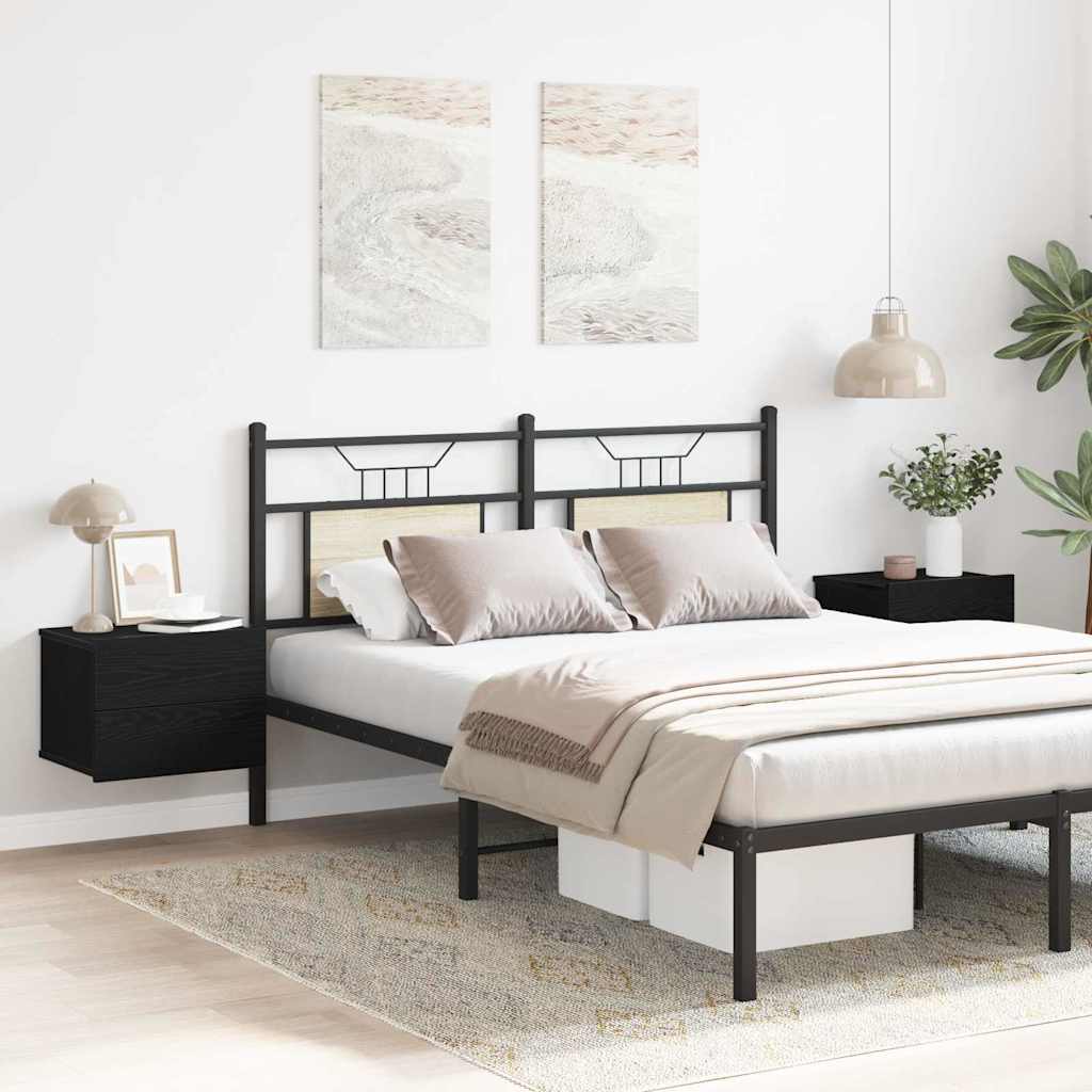 vidaXL Yöpöydät 2 kpl Musta Tammi 40x30x30 cm Tekninen puu