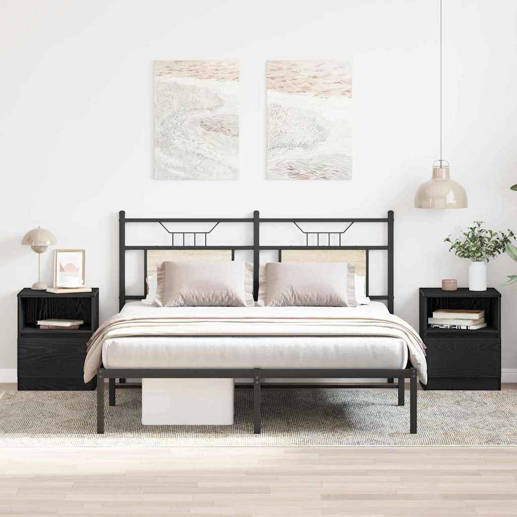 vidaXL Yöpöydät 2 kpl Musta Tammi 40x40x50 cm Tekninen Puu