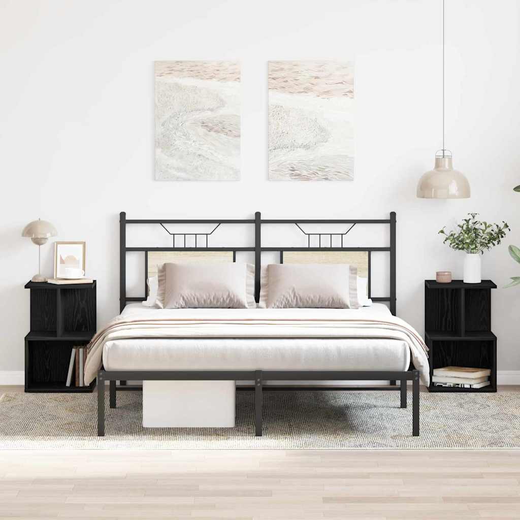 vidaXL Yöpöydät 2 kpl Musta Tammi 35x35x55 cm Keinotekoinen Puu