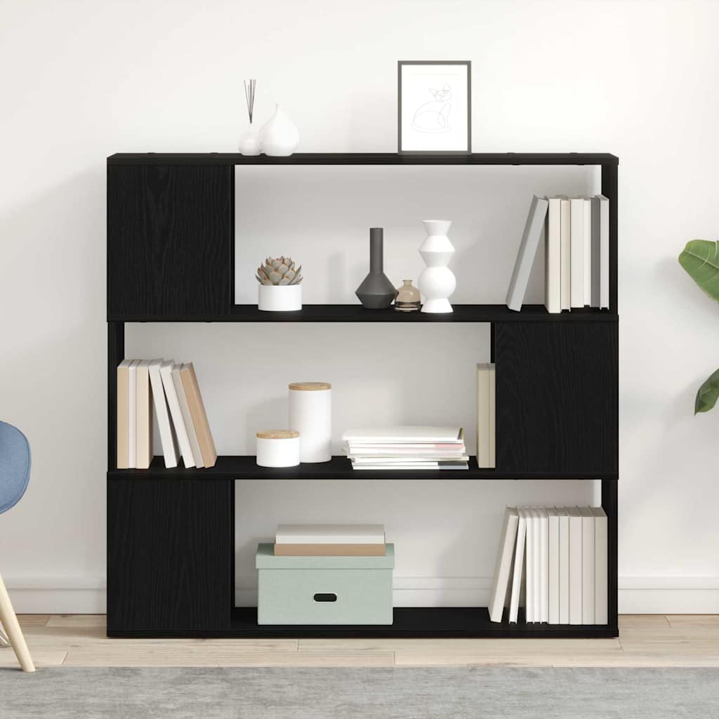 vidaXL Kirjahylly Musta Tammi 100x24x94 cm Teknopuu