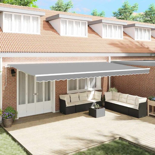 Aurinkovarjo manuaalinen Valkoinen 6 x 3 m Metalli