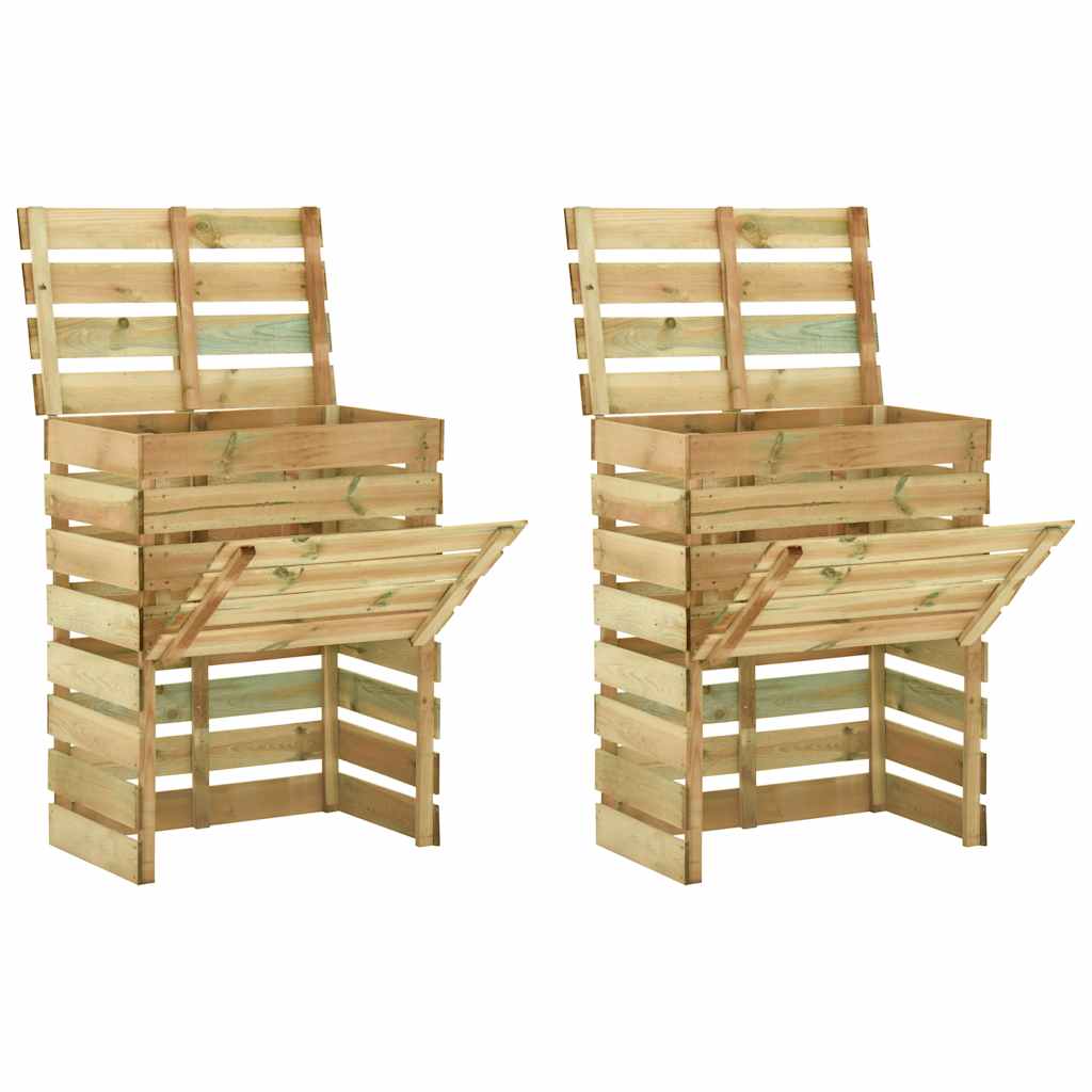 Puutarhan sälekompostit 2 kpl 80x50x100 cm kyllästetty mänty