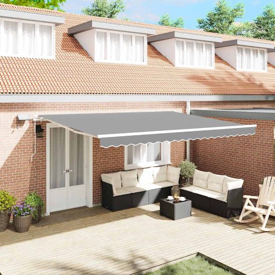 Aurinkovarjo manuaalinen Valkoinen 5 x 3 m Metalli