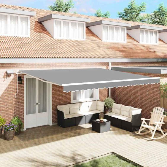 Aurinkovarjo mukana manuaalinen Valkoinen 5 × 3,5 m Metalli