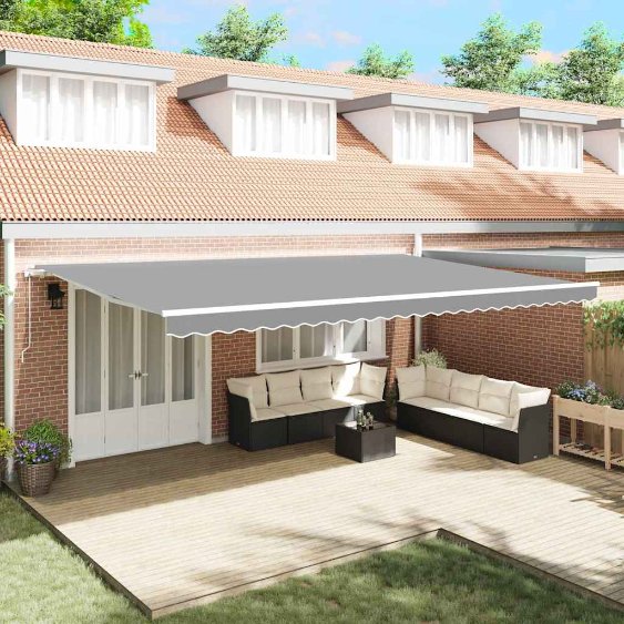 Aurinkovarjo manuaalinen Valkoinen 6 x 3 m Metalli