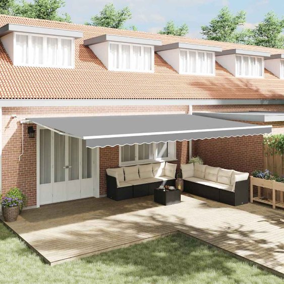 Aurinkovarjo mukana manuaalinen Valkoinen 6 x 3 m Metalli