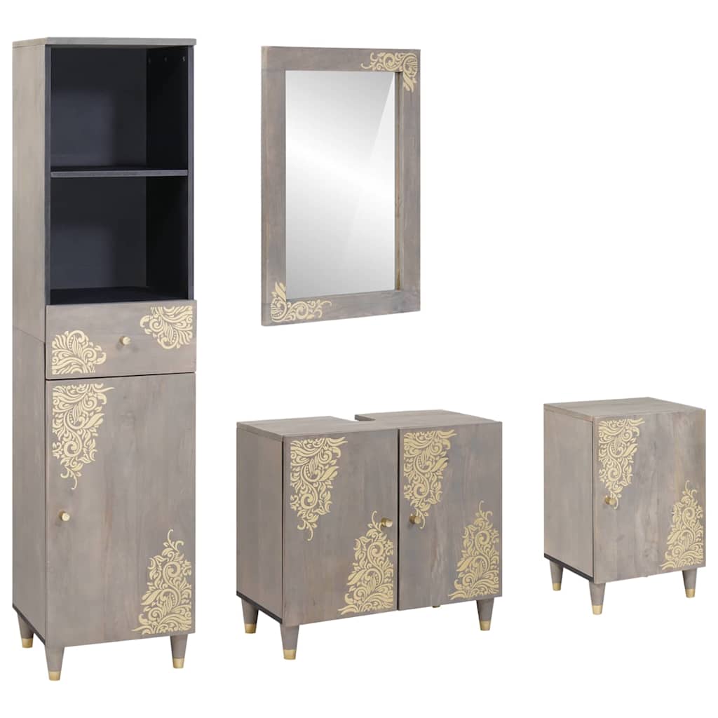 Kylpyhuonekalustesetti ovella 4 pcs Harmaa 62 x 33 x 58 cm