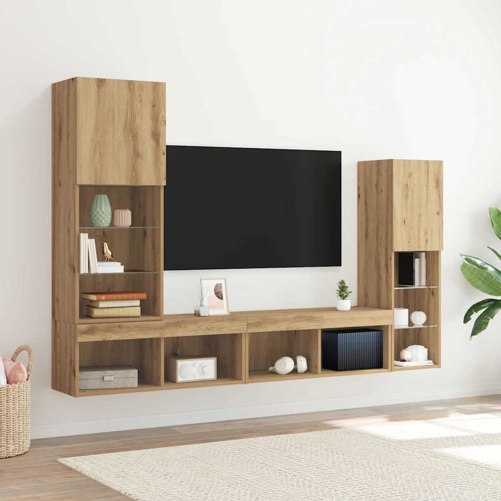 TV-kaappi LED-valoilla Artisan tammella 40.5x30x102 cm