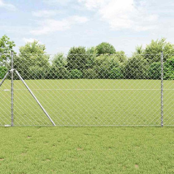 Ketjufence pylväillä Harmaa 1 x 10 m