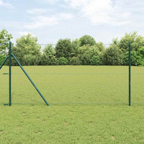 Kuusikulmainenaita Harmaa 1x50 m Teräs, Aitaruuvit 13 kpl Vihreä Ø32 mm 150 cm Galvanoitu teräs