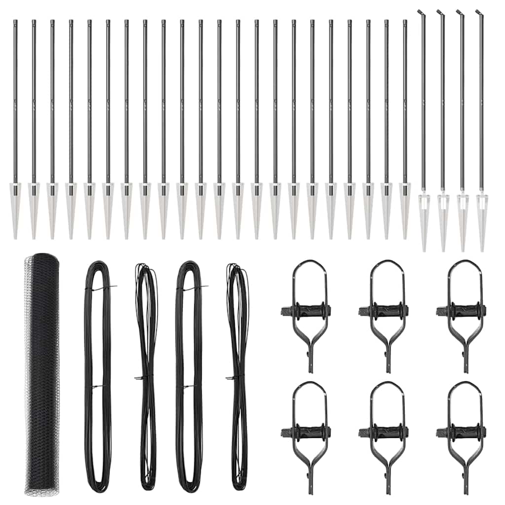 Kuusikulma Aita Harmaa 1.2x50 m Teräs, Aitatolpat piikillä 13 kpl Ø32 mm 140 cm Galvanoitu teräs