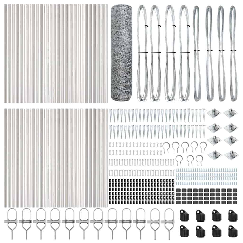 Kuusikulmainen Aita 0.8x100 m Kuumasinkitty Teräs, Aitapostit Piikki 13 kpl Ø32 mm 100 cm Kuumasinkitty Teräs