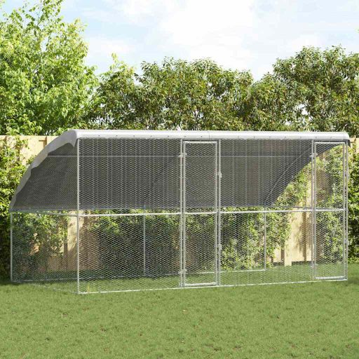 Kanahäkki Hopea 400 x 200 x 198.5 cm Galvanoitu teräs