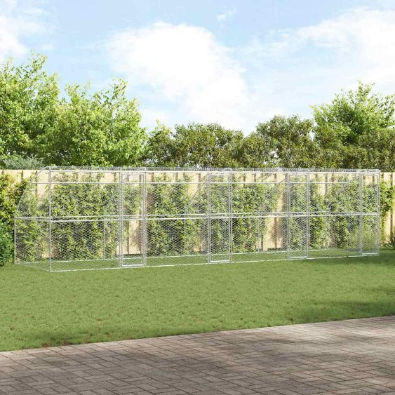 Koirankoppi säilytystilassa 4 pcs Hopea 8 x 2 x 2 m Teräs