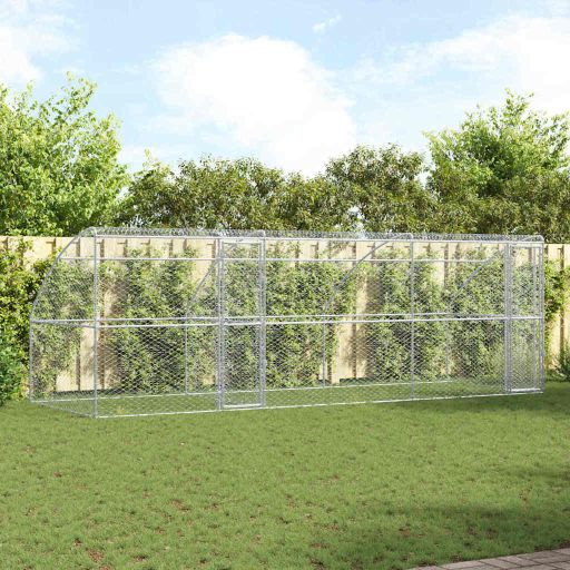 Koirankoppi säilytystilassa 3 pcs Hopea 6 x 2 x 2 m Teräs