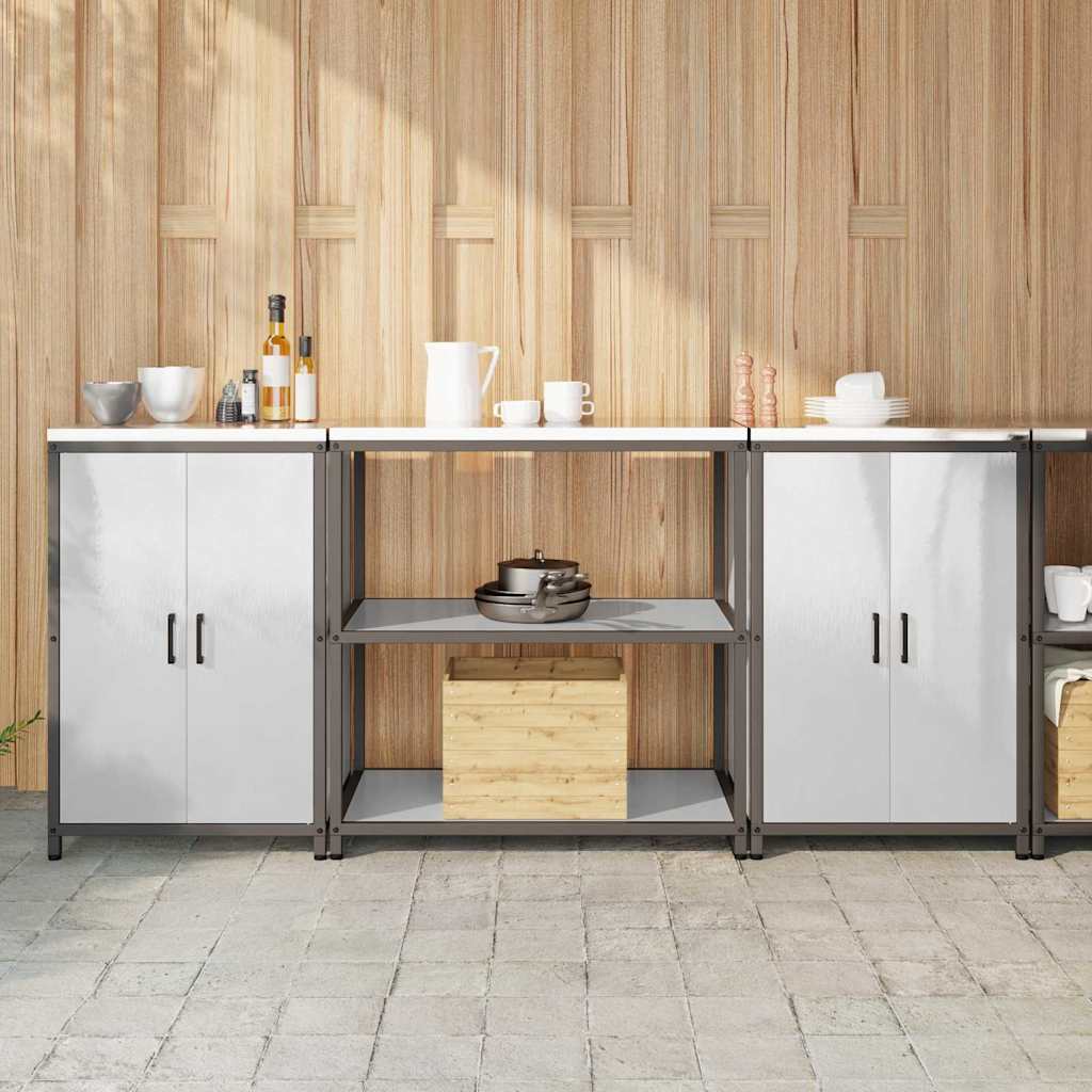 Keittiön säilytyssarja hyllyllä 3 pcs Hopea 210 x 50 x 92 cm