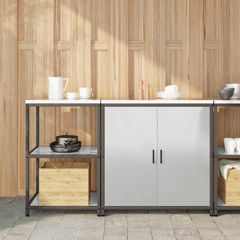 Keittiön säilytyssarja hyllyllä 2 pcs Hopea 150 x 50 x 92 cm