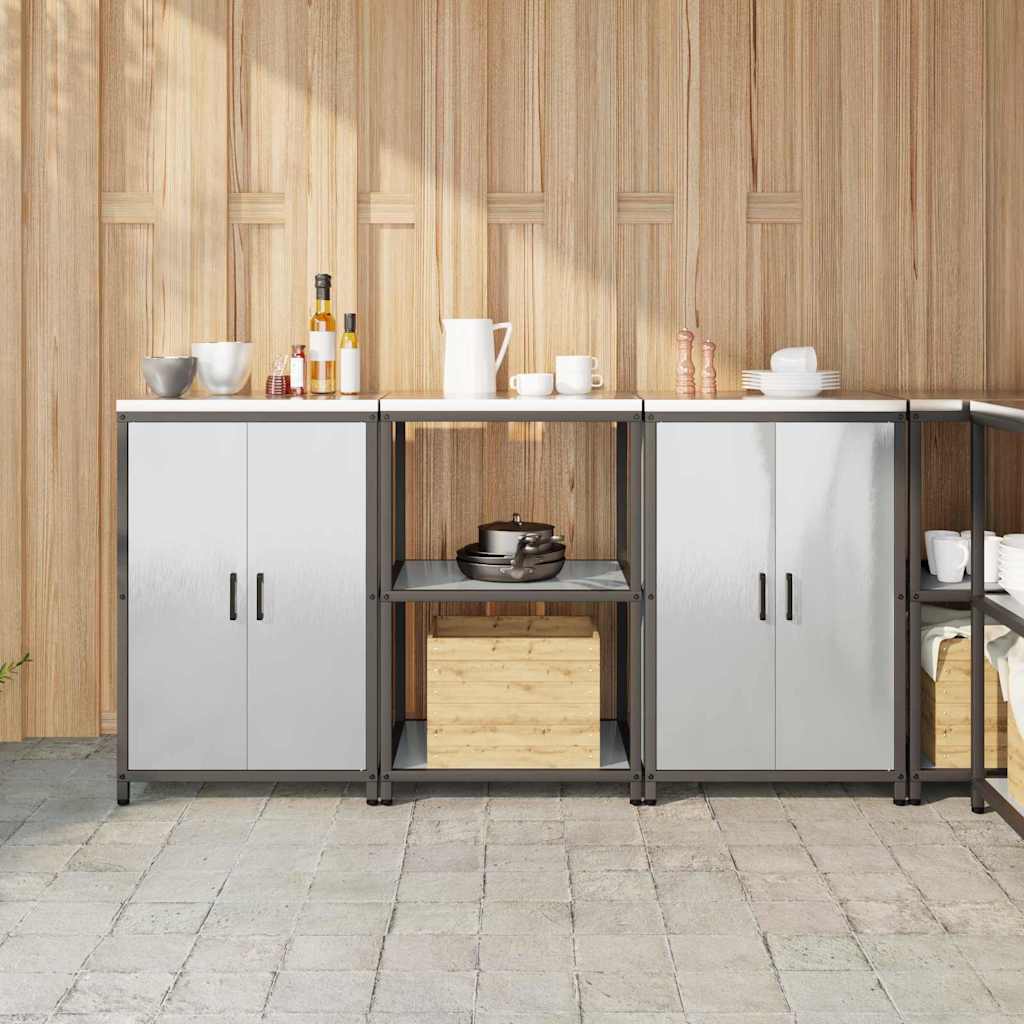 Keittiön säilytyssarja hyllyllä 3 pcs Hopea 180 x 50 x 92 cm