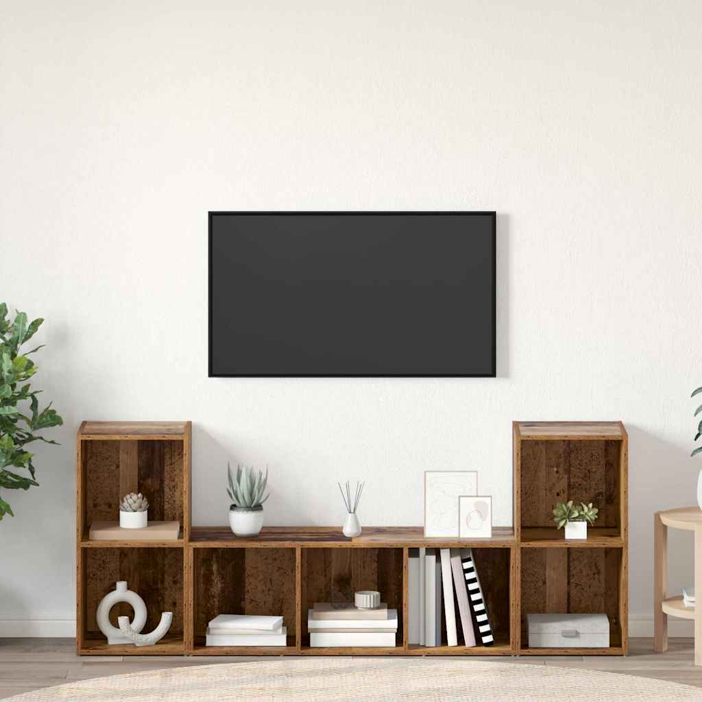 TV-kaappi 3 pcs Ruskea 107 x 35 x 37 cm Tekninen puu